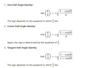 Half Angle Identities