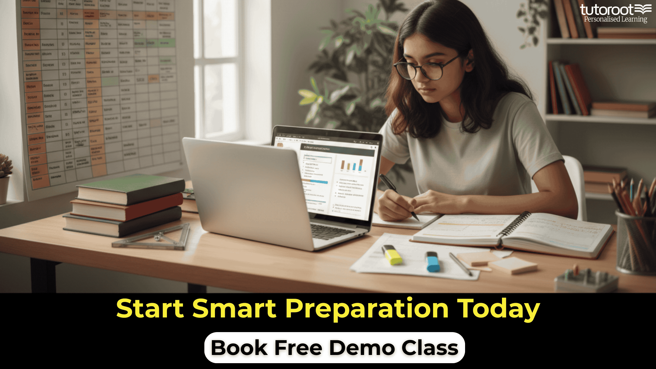 student preparing for exams using online tuition Tutoroot personalized learning